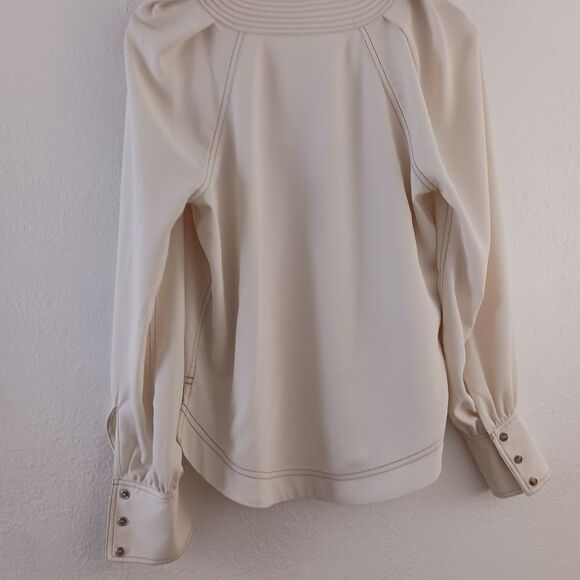 Veronica Bears Osler Pleated-Shoulder V-Neck Top size 0 - Picture 3 of 7